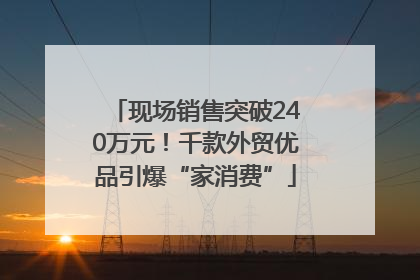 现场销售突破240万元！千款外贸优品引爆“家消费”