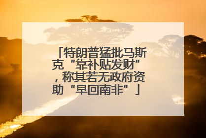 特朗普猛批马斯克“靠补贴发财”，称其若无政府资助“早回南非”