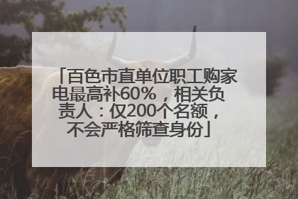 百色市直单位职工购家电最高补60％，相关负责人：仅200个名额，不会严格筛查身份