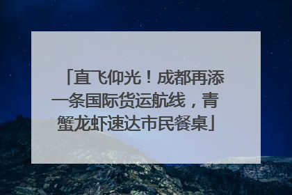直飞仰光！成都再添一条国际货运航线，青蟹龙虾速达市民餐桌