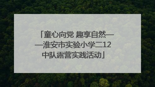 童心向党 趣享自然——淮安市实验小学二12中队露营实践活动