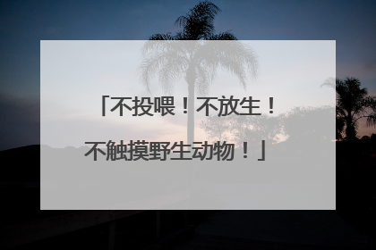 不投喂！不放生！不触摸野生动物！