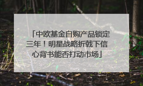 中欧基金自购产品锁定三年！明星战略折戟下信心背书能否打动市场