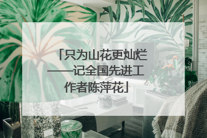 只为山花更灿烂——记全国先进工作者陈萍花