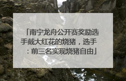 南宁龙舟公开赛奖励选手戴大红花的烧猪，选手：前三名实现烧猪自由
