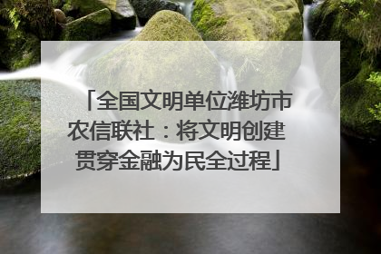 全国文明单位潍坊市农信联社：将文明创建贯穿金融为民全过程