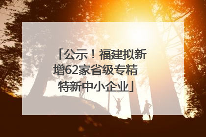 公示！福建拟新增62家省级专精特新中小企业