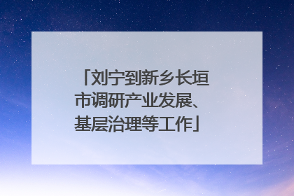 刘宁到新乡长垣市调研产业发展、基层治理等工作
