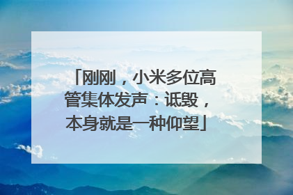 刚刚，小米多位高管集体发声：诋毁，本身就是一种仰望