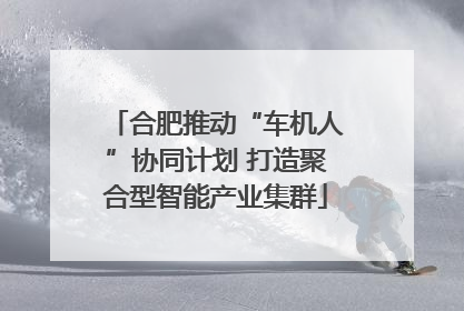 合肥推动“车机人”协同计划 打造聚合型智能产业集群