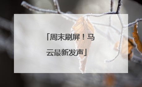 周末刷屏！马云最新发声