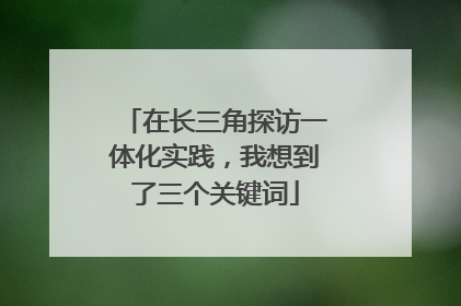 在长三角探访一体化实践，我想到了三个关键词