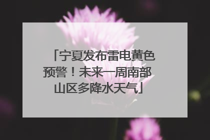 宁夏发布雷电黄色预警！未来一周南部山区多降水天气