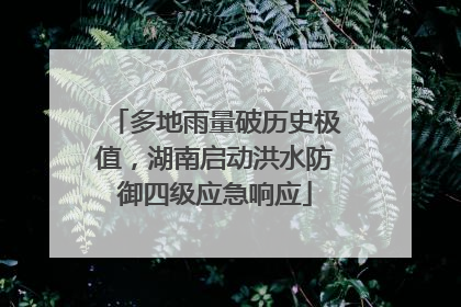 多地雨量破历史极值，湖南启动洪水防御四级应急响应