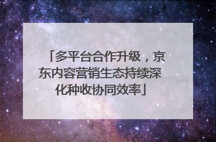 多平台合作升级，京东内容营销生态持续深化种收协同效率