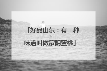 好品山东：有一种味道叫做蒙阴蜜桃