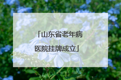 山东省老年病医院挂牌成立