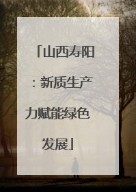 山西寿阳：新质生产力赋能绿色发展