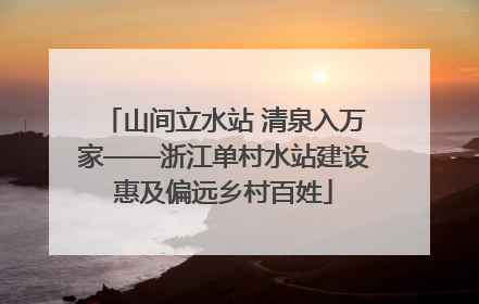 山间立水站 清泉入万家——浙江单村水站建设惠及偏远乡村百姓