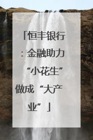 恒丰银行：金融助力“小花生”做成“大产业”