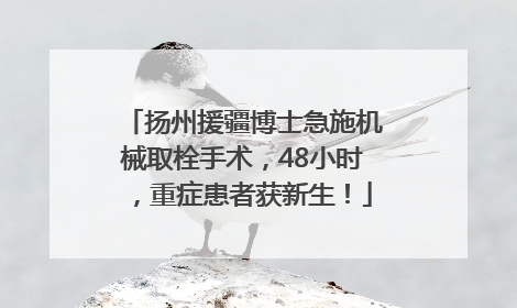 扬州援疆博士急施机械取栓手术，48小时，重症患者获新生！
