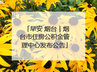 早安 烟台｜烟台市住房公积金管理中心发布公告