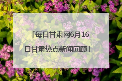 每日甘肃网6月16日甘肃热点新闻回顾