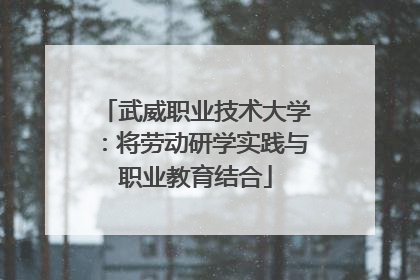 武威职业技术大学：将劳动研学实践与职业教育结合