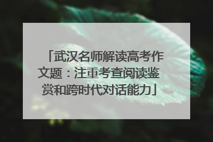 武汉名师解读高考作文题：注重考查阅读鉴赏和跨时代对话能力