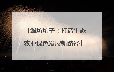 潍坊坊子：打造生态农业绿色发展新路径