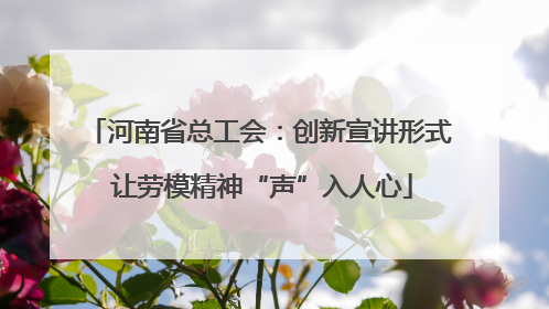 河南省总工会：创新宣讲形式 让劳模精神“声”入人心