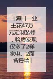 海口一业主花47万元定制装修，验房发现仅多了2样家电、2面背景墙