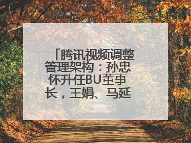 腾讯视频调整管理架构：孙忠怀升任BU董事长，王娟、马延琨任联席总裁