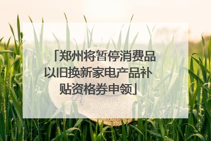 郑州将暂停消费品以旧换新家电产品补贴资格券申领