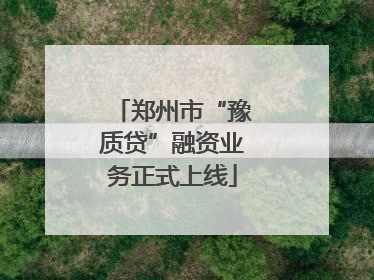 郑州市“豫质贷”融资业务正式上线