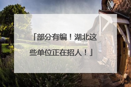 部分有编！湖北这些单位正在招人！