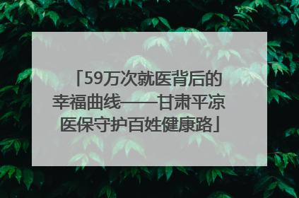 59万次就医背后的幸福曲线——甘肃平凉医保守护百姓健康路